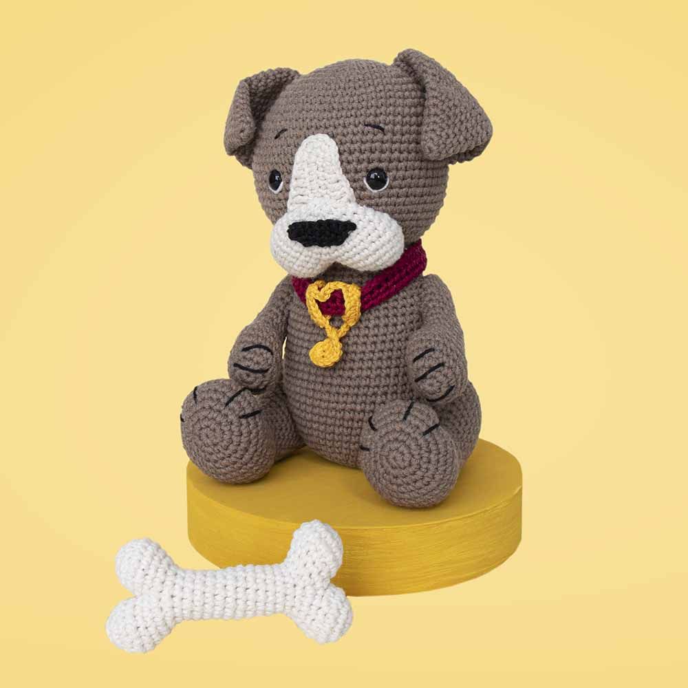 Häkelset Amigurumi Hund mit Knochen