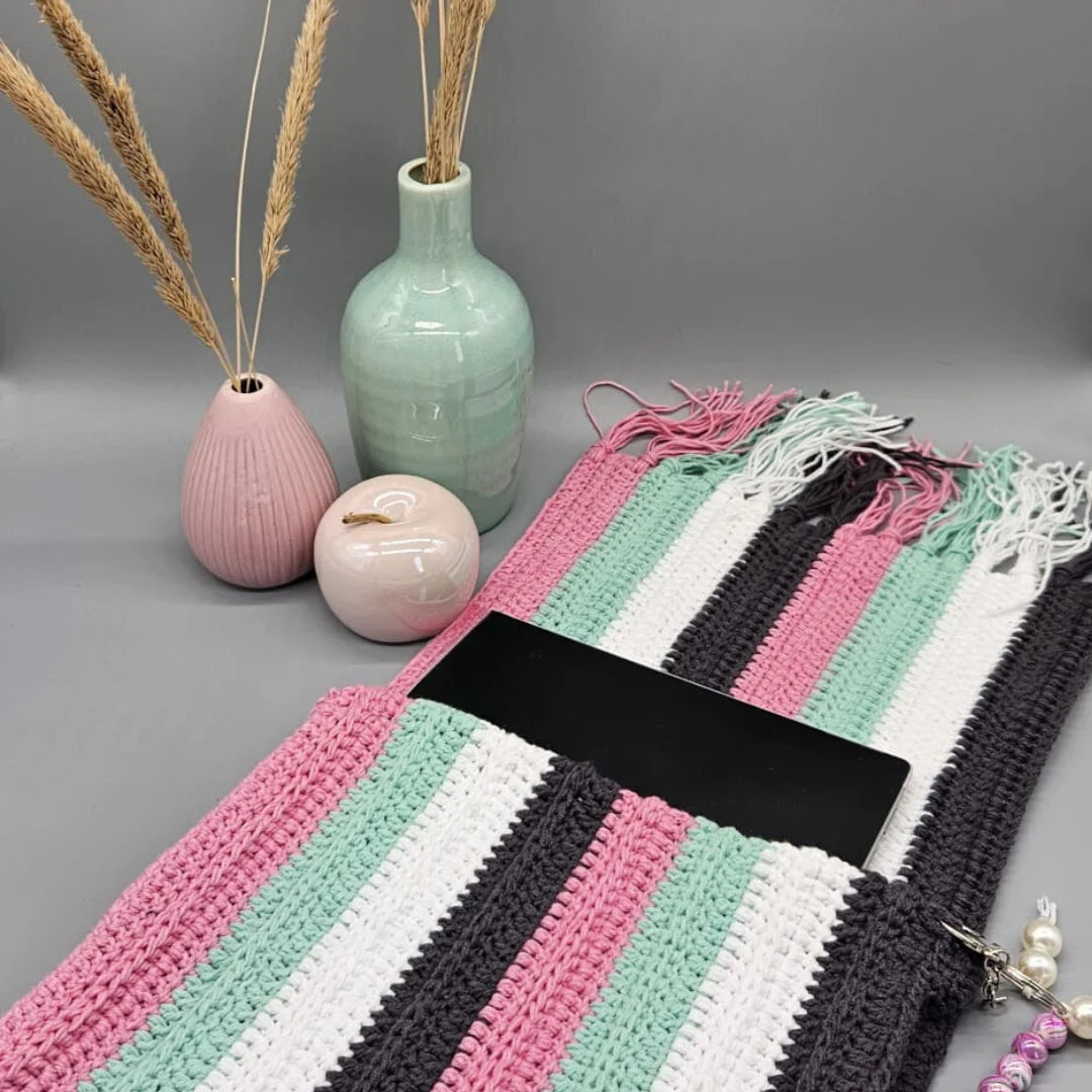 Häkelset Tasche mit Fransen