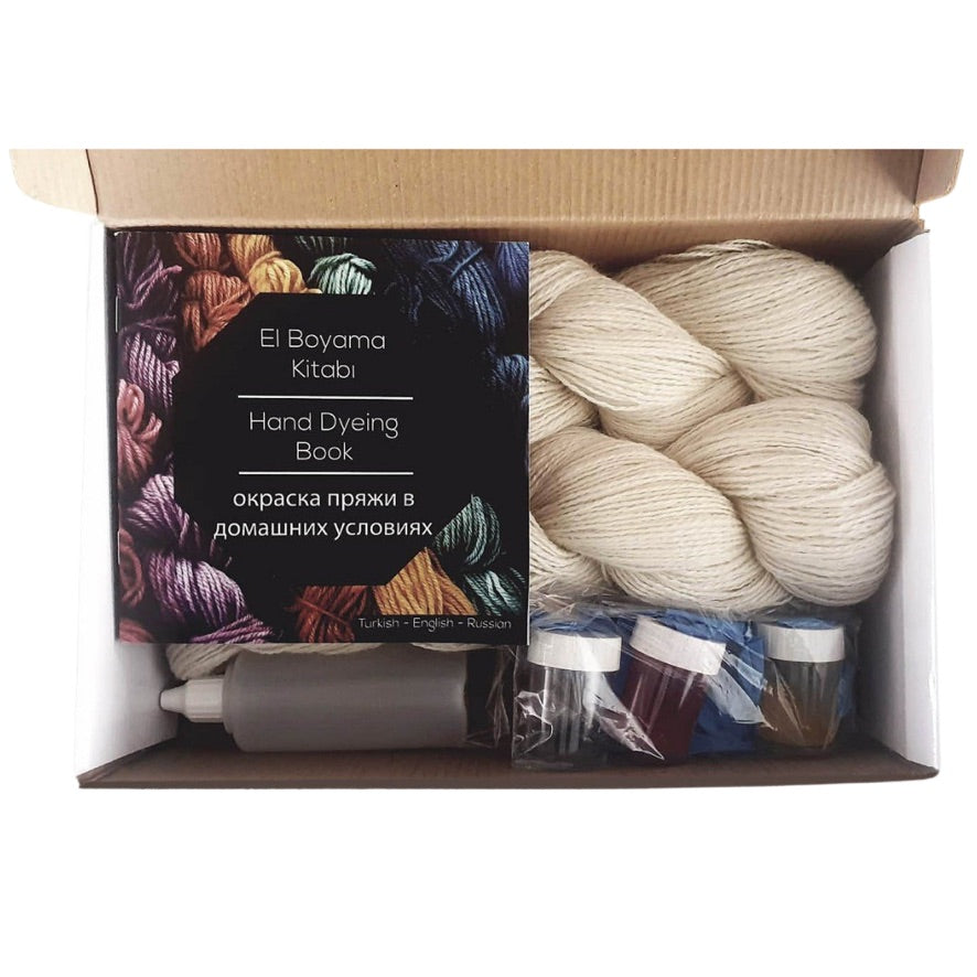 Wolle Set mit verschiedenen Farben zum selber Färben mit Anleitung