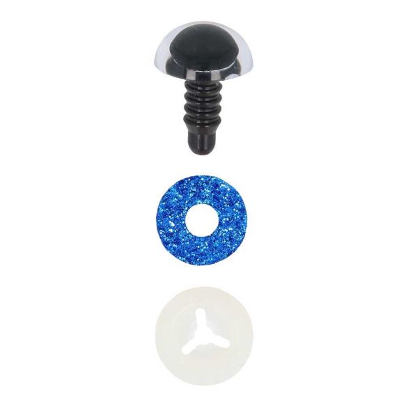 Sicherheitaugen in blau mit Sicherheitsstecker